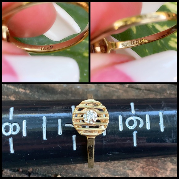 SOLD 🔥 14K Gold Unique Diamond Accent Ring - Picture 8 of 8